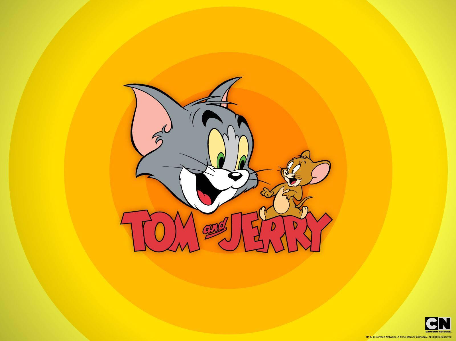 Download Cute Tom And Jerry Yellow Background Wallpaper