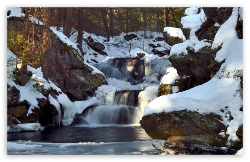 Waterfall Winter HD Desktop Wallpaper Widescreen High Definition