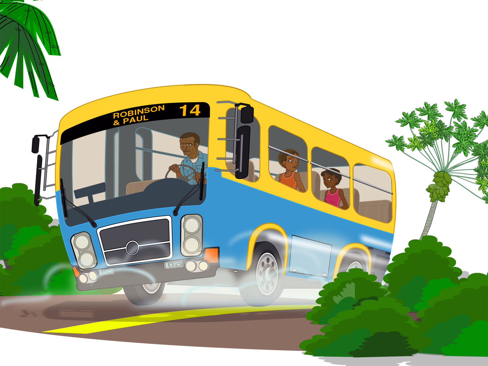 Island School Bus Background Educational Ppt