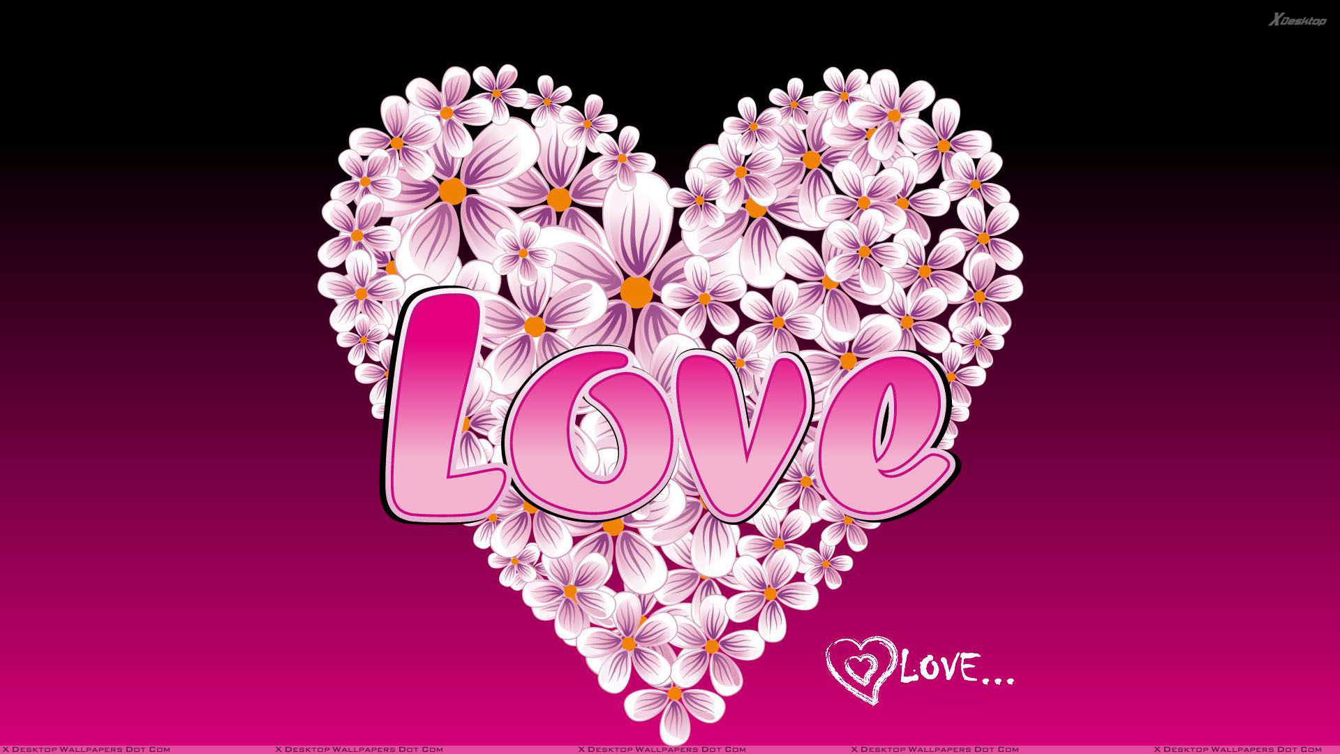 Pink Love Heart And Background Wallpaper