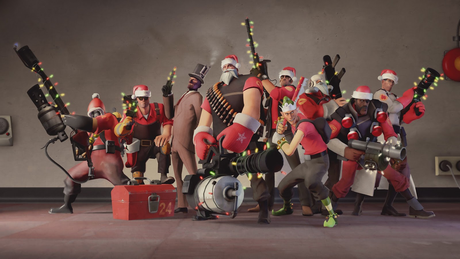 Team Fortress Characters Christmas HD Wallpaper