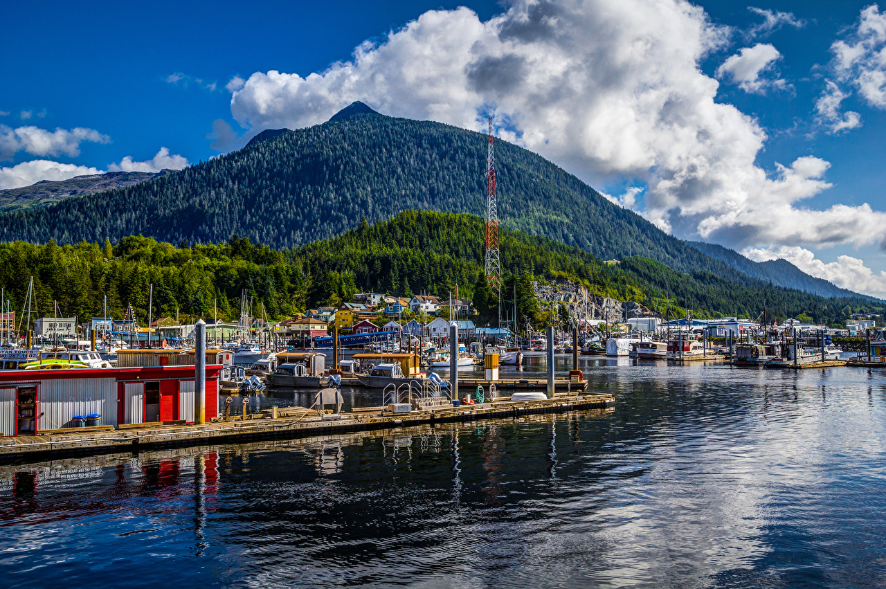 Desktop Wallpaper Alaska Ketchikan Hill Pier Cities Building
