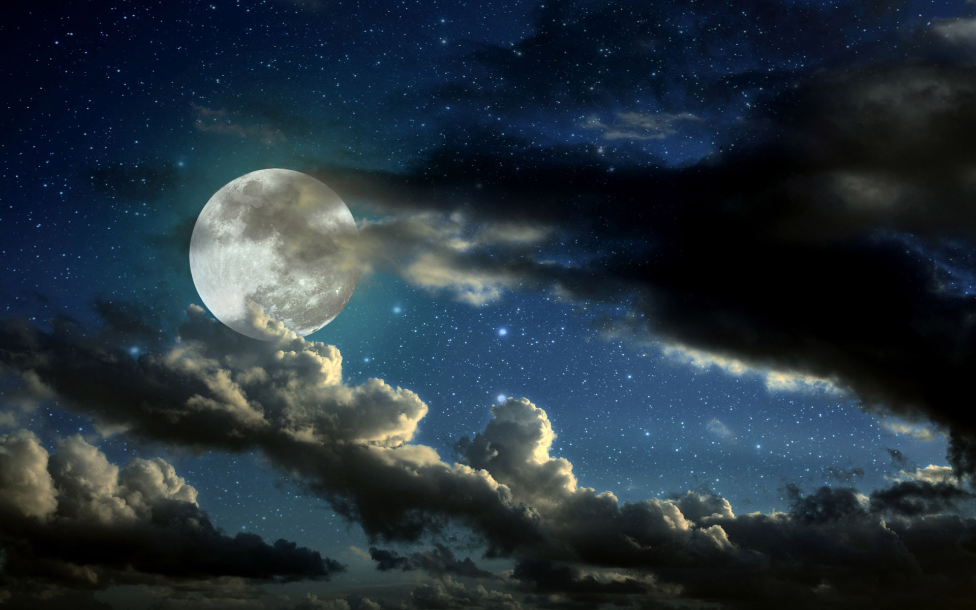 Full Moon Starry Sky HD Wallpaper