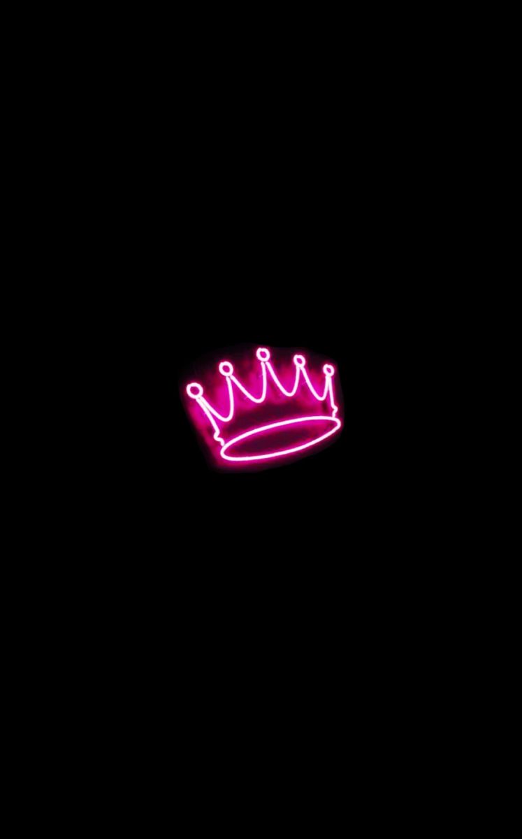 Neon Pink Crown Sign Latar Belakang Fotografi Lampu Gambar