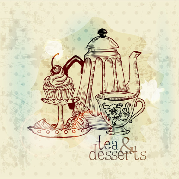 Vintage Style Hand Drawn Teapot Vectors Design