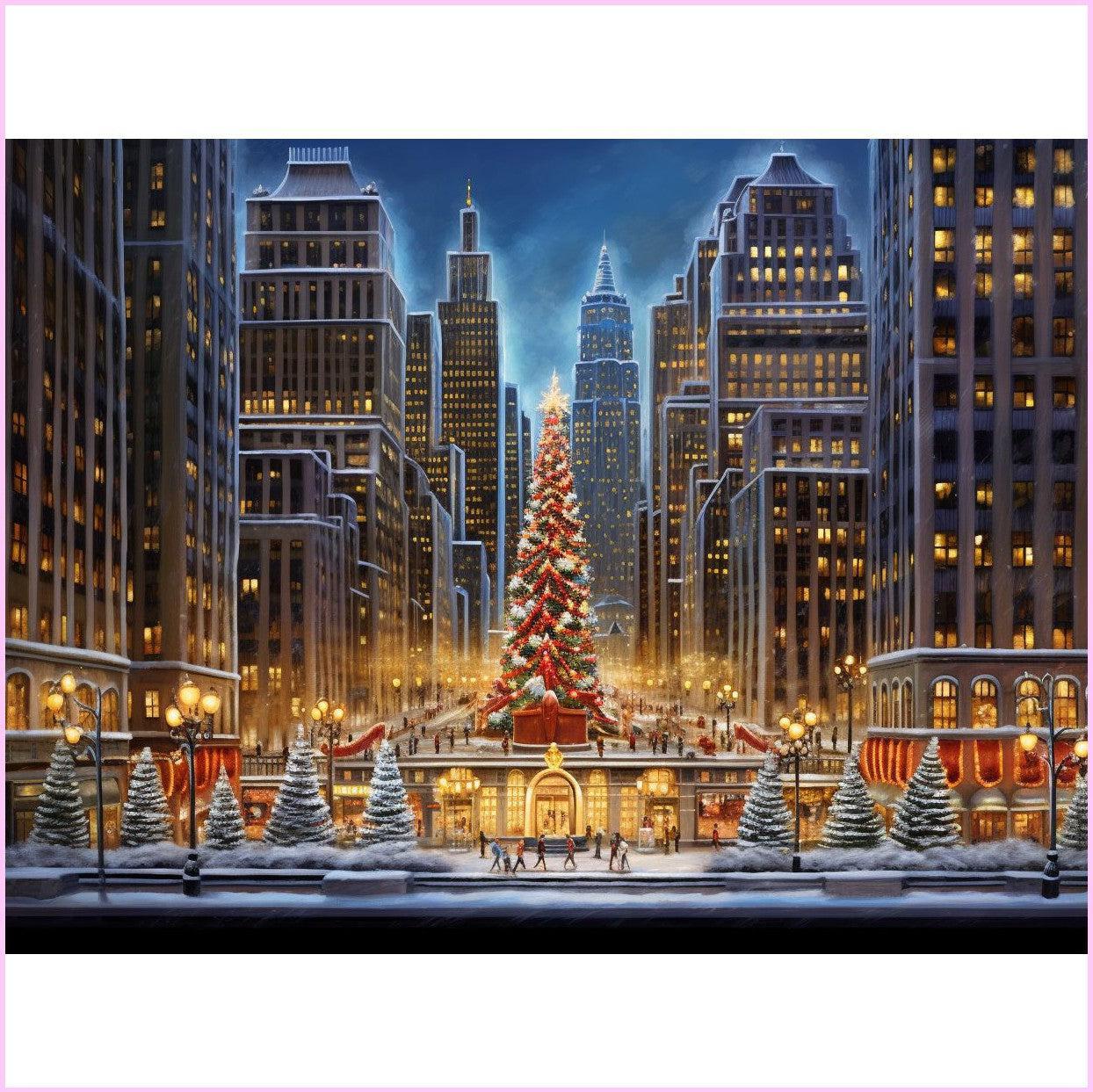 New York City S Grand Christmas Tree Diamond Painting Kit