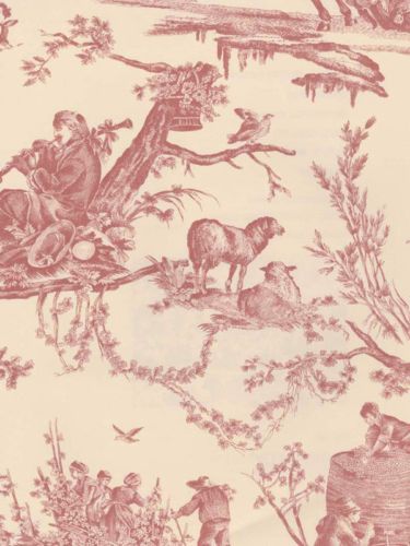 Deux French Country Toile In Rose Wallpaper
