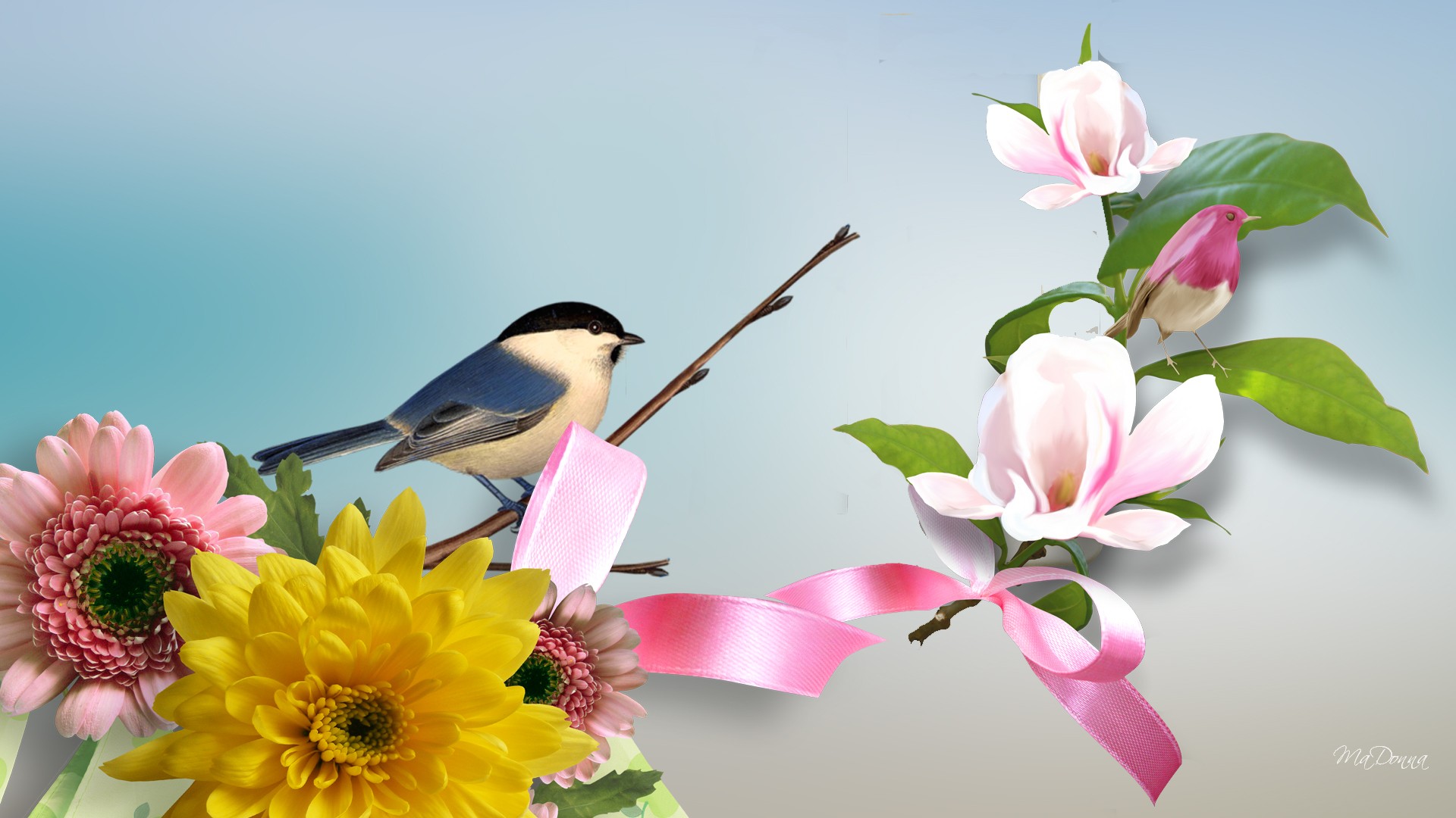 Animated Flower Birds Hd Wallpaper With Resolutions 19201080 Pixel