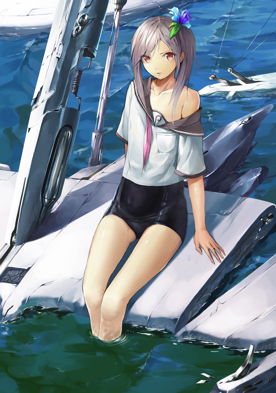 Wallpaper anime girls short hair vehicle boating surfing