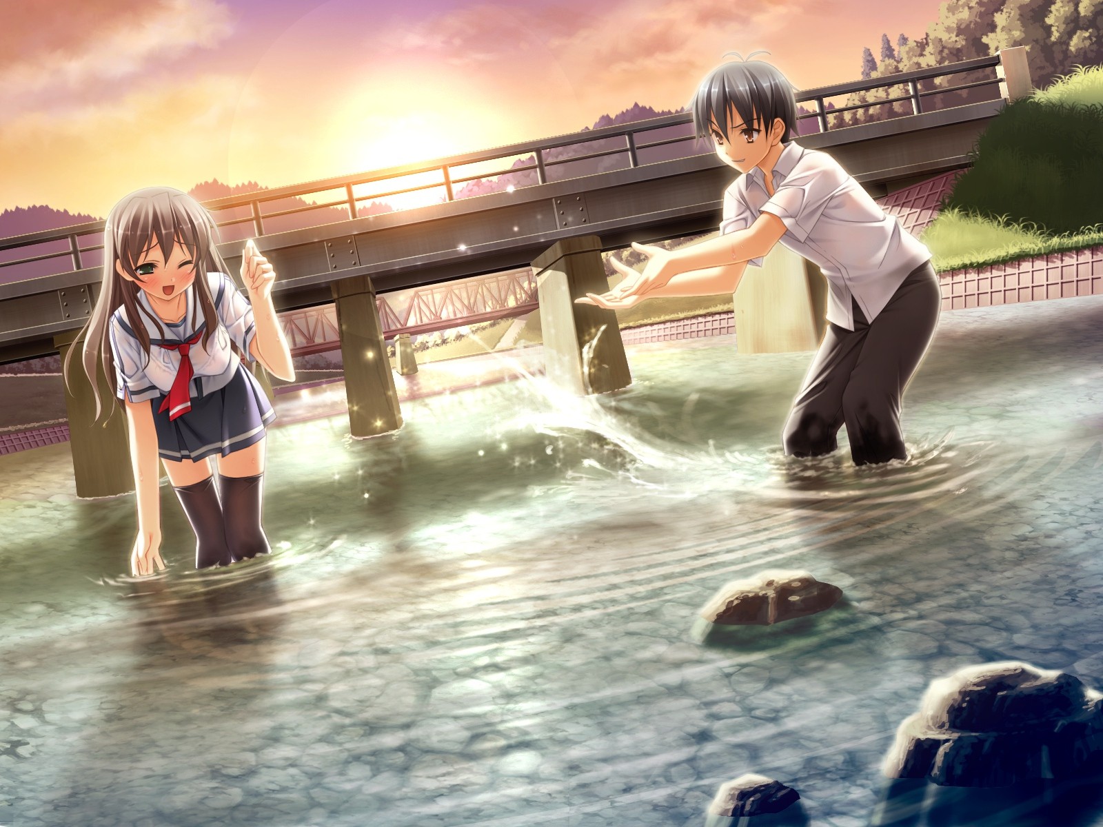 HD Cute Anime Couple Background Wallpaper