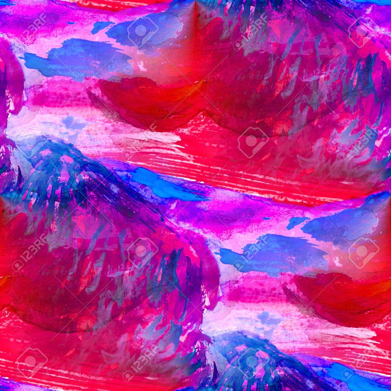 Seamless Blue Red Purple Art Macro Texture Watercolors Background