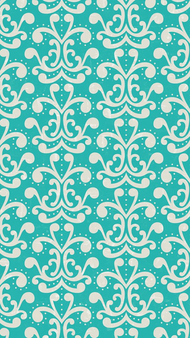 Wallpaper Aqua Damask Pattern