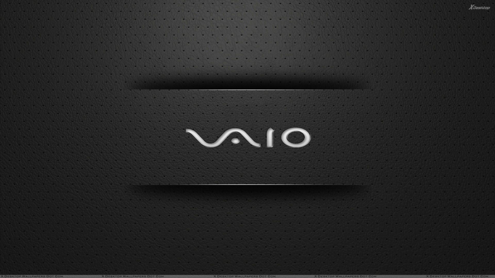 Sony Vaio Logo On Black Dotted Background Wallpaper