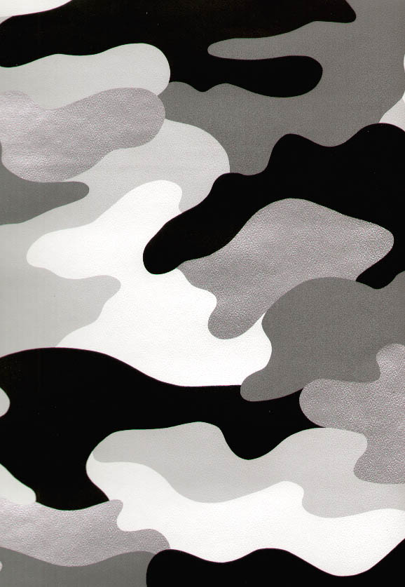 Camouflage Wallpaper Black Silver 10metres X 52cm Pattern