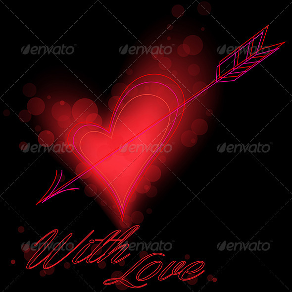 Red Heart On Black Background Valentines Seasons Holidays