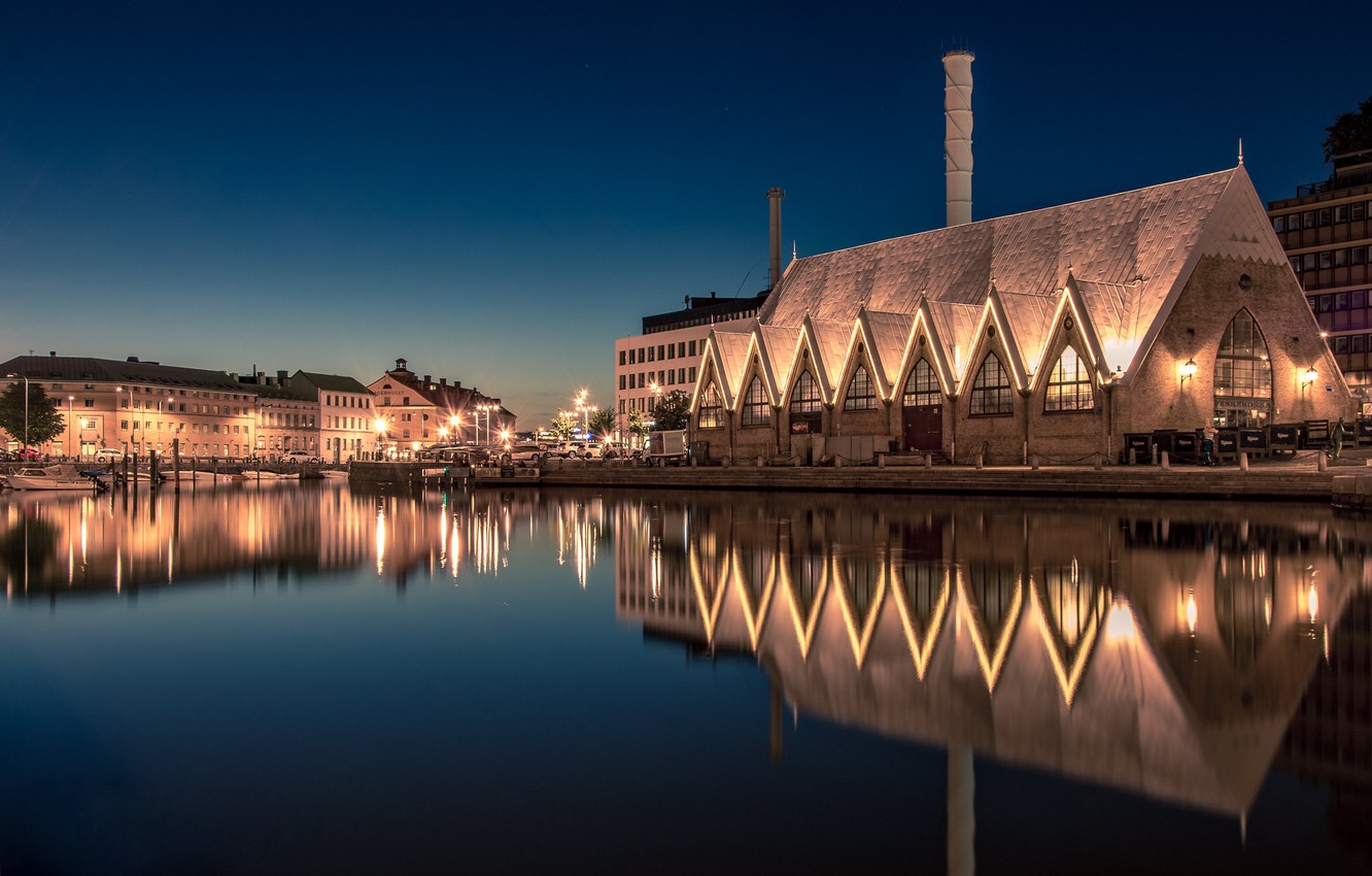 Wallpaper Lights The Evening Sweden Gothenburg Image For