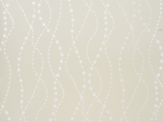 Off White Wallpaper With Wavy Bead Design In Silver And Gold