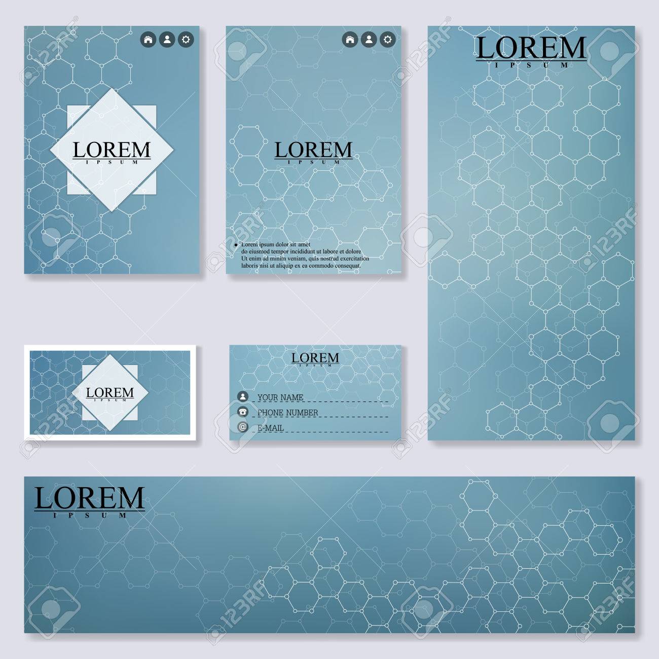Set Of Modern Templates For Brochure Flyer Visit Cards And