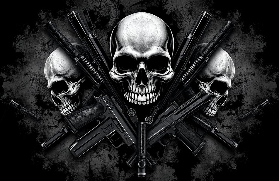 Skulls And Guns Wallpaper