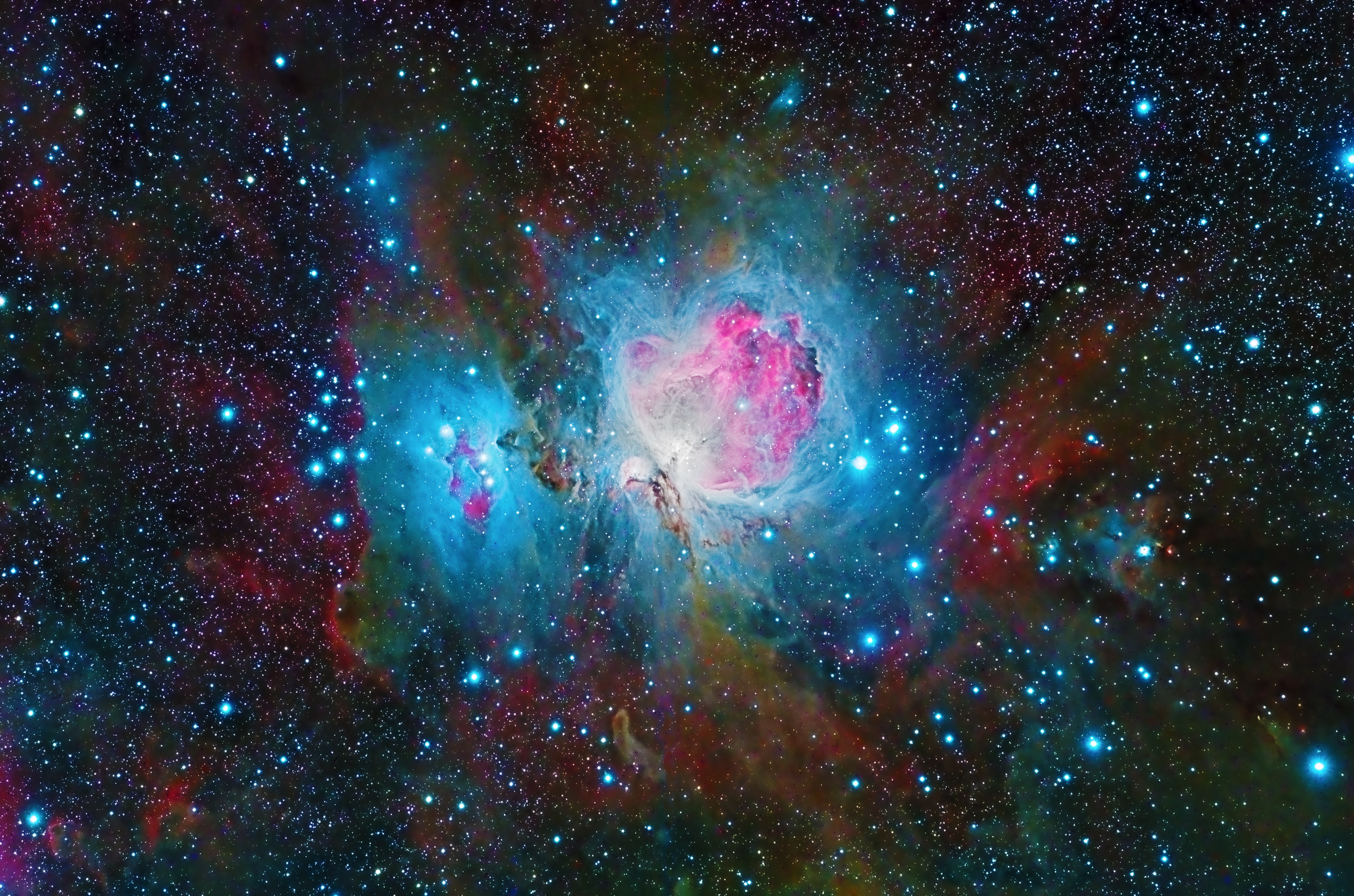 A breathtaking wallpaper of the Trifid Nebula, showcasing its vibrant colors and intricate structure of gas and dust clouds, illuminated by the bright stars within
