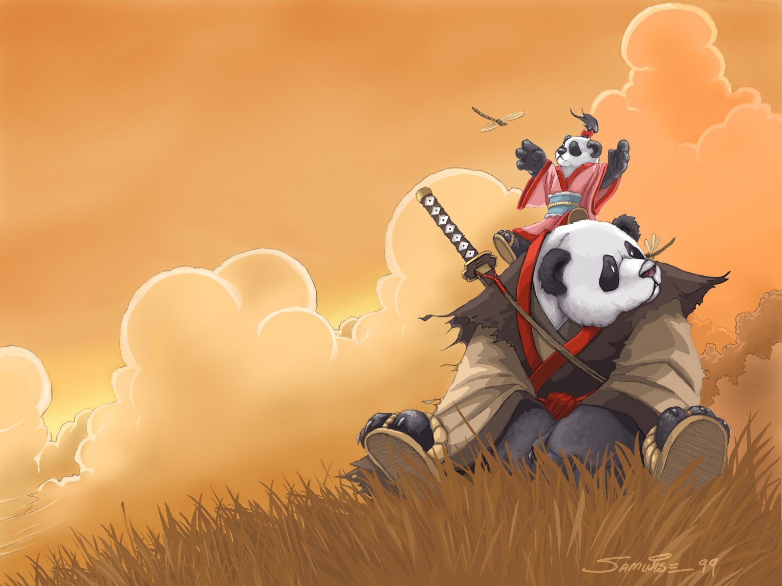 Samurai Panda Wallpaper Art Desktop