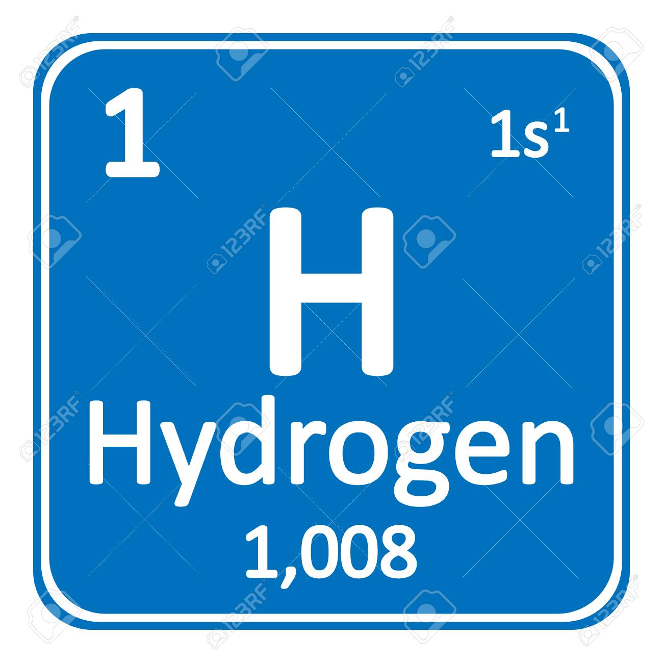 Periodic Table Element Hydrogen Icon On White Background Vector
