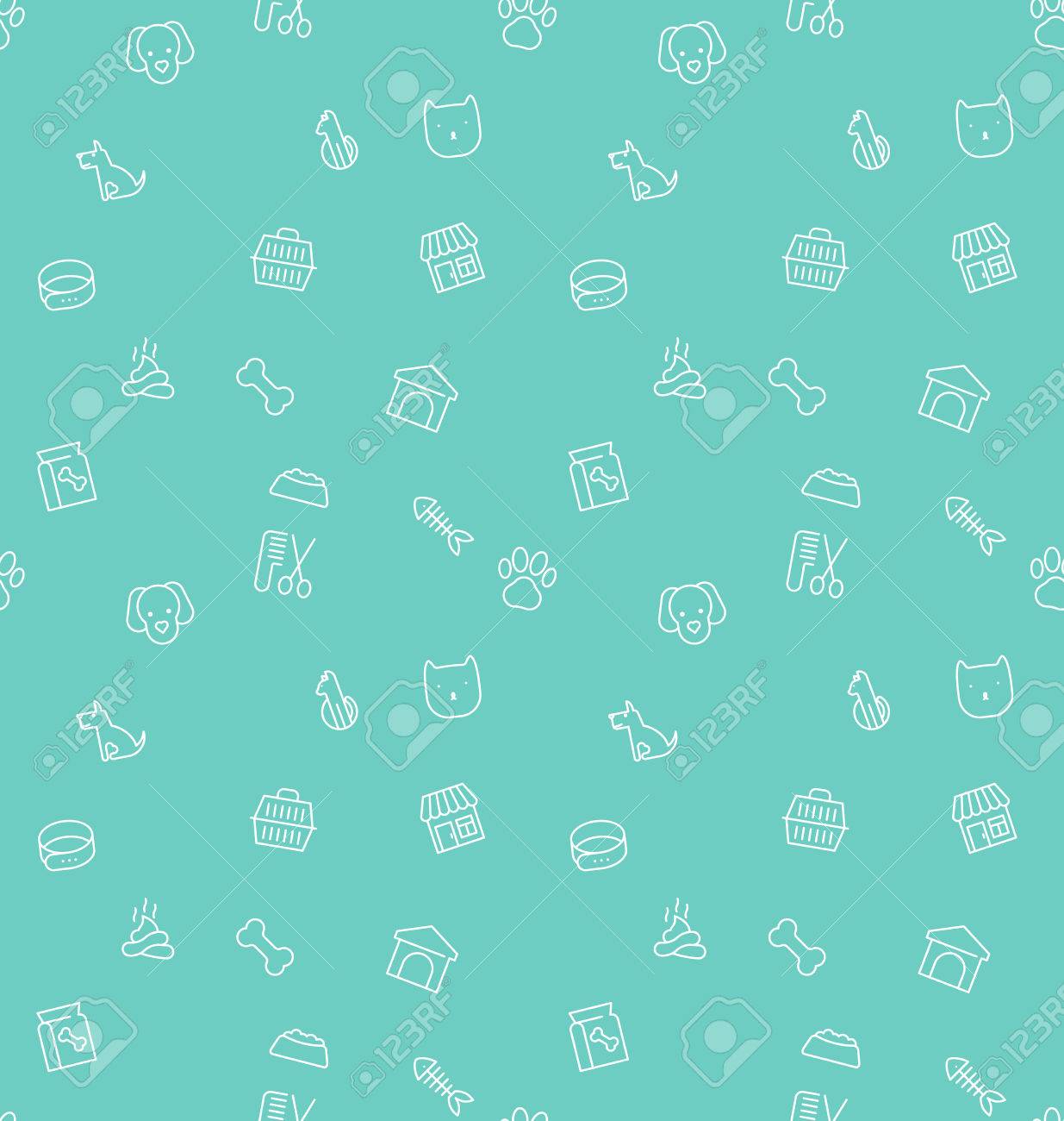 Seamless Pattern And Background With Thin Line Icons Related