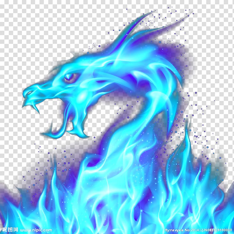 Blue Flame Dragon Fire Illustration