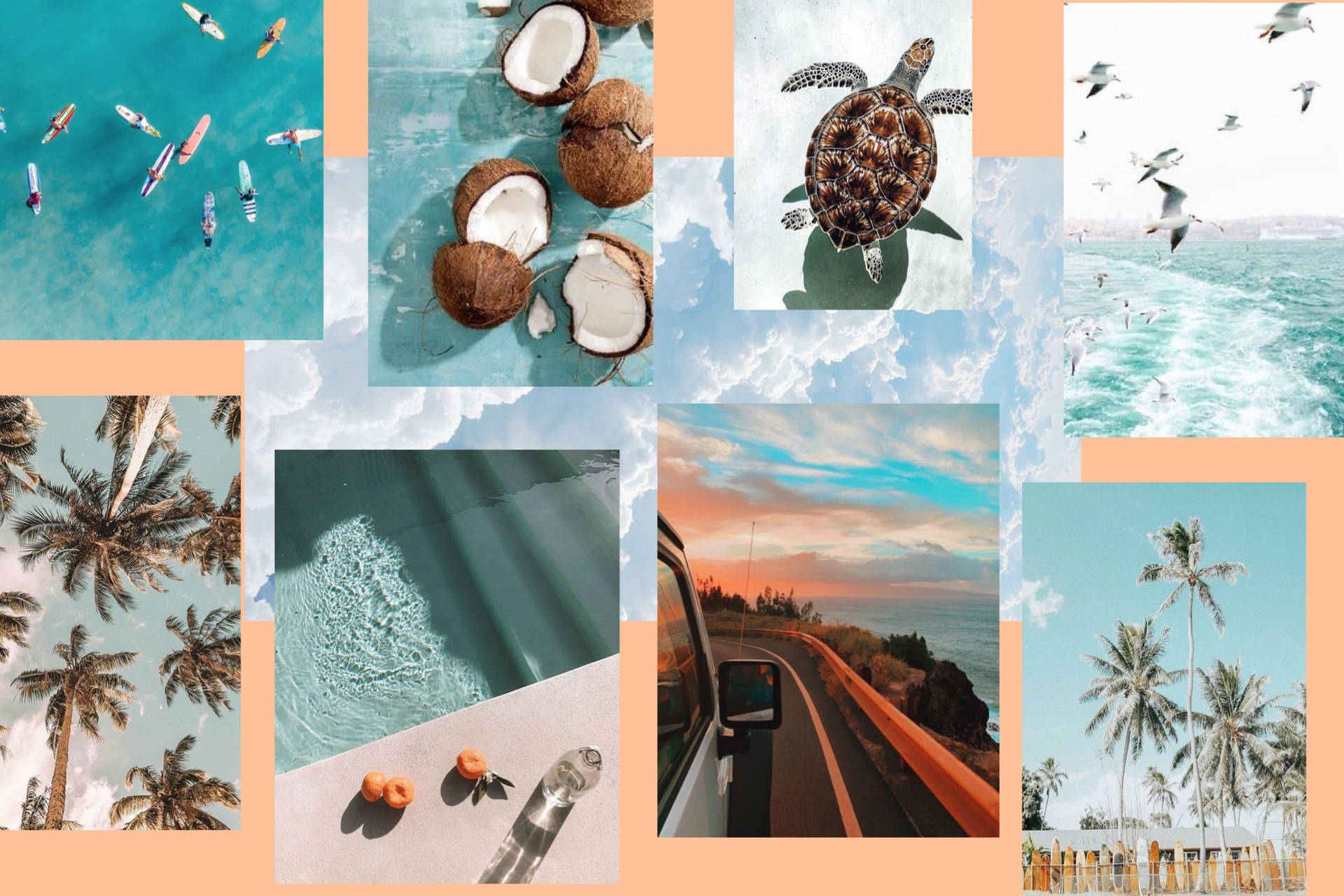 Summer Collage Background Wallpaper