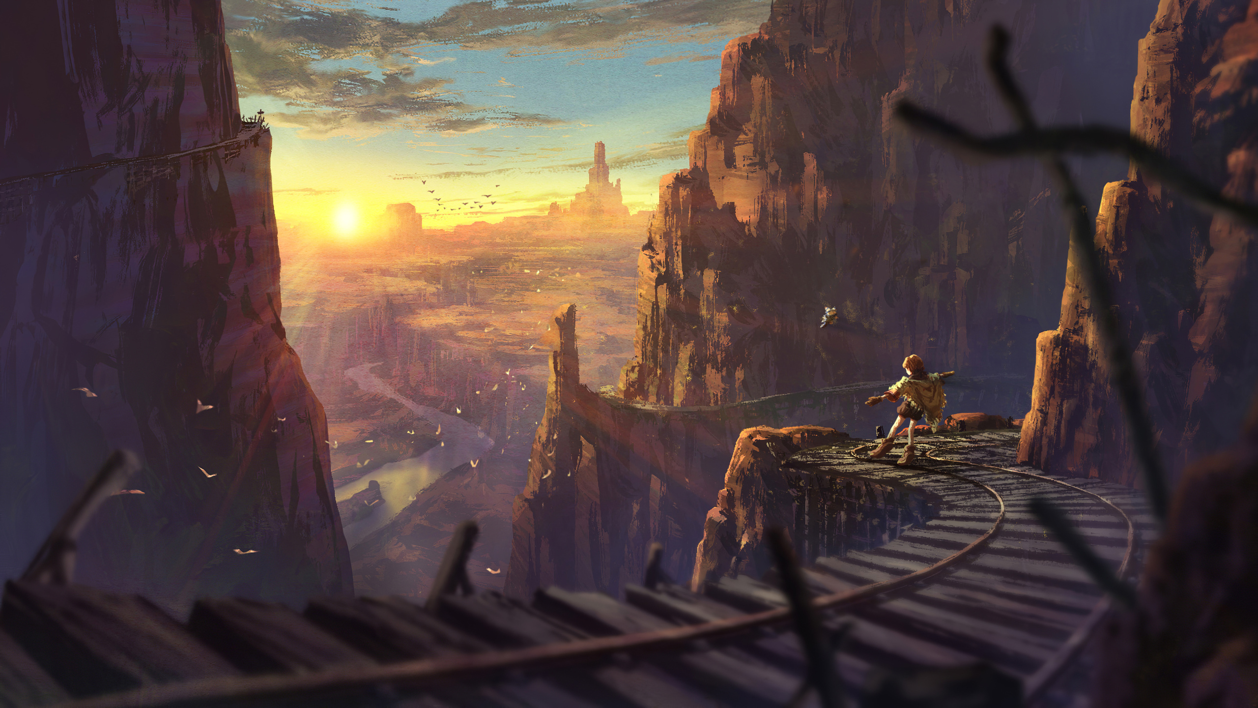Anime Girl Train Art 4k 1440p Resolution HD Wallpaper