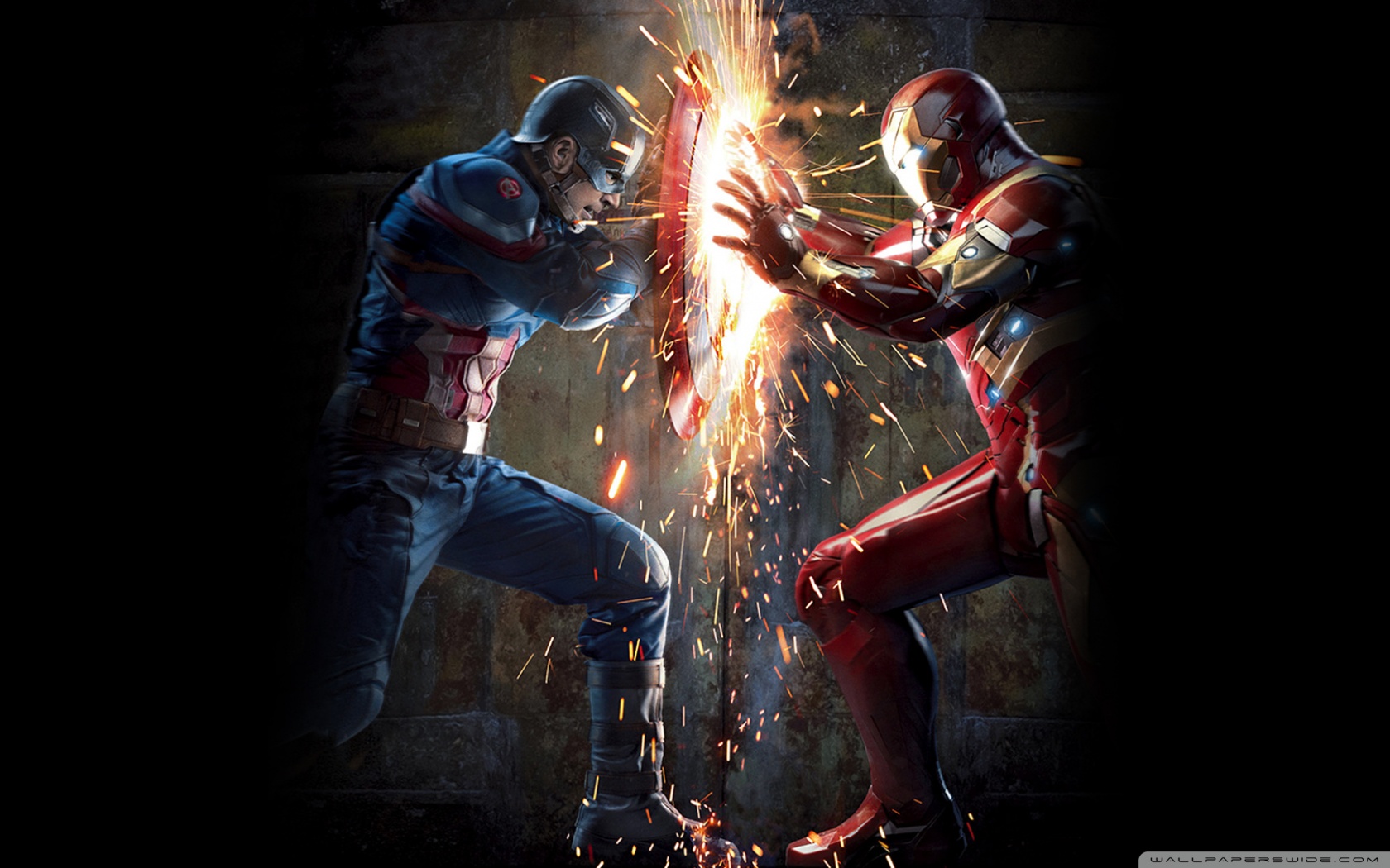 Captain America Vs Iron Man Civil War Poster Wallpaper