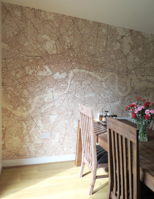 Custom Area Map Wallpaper Dining Room London By Wallpapered