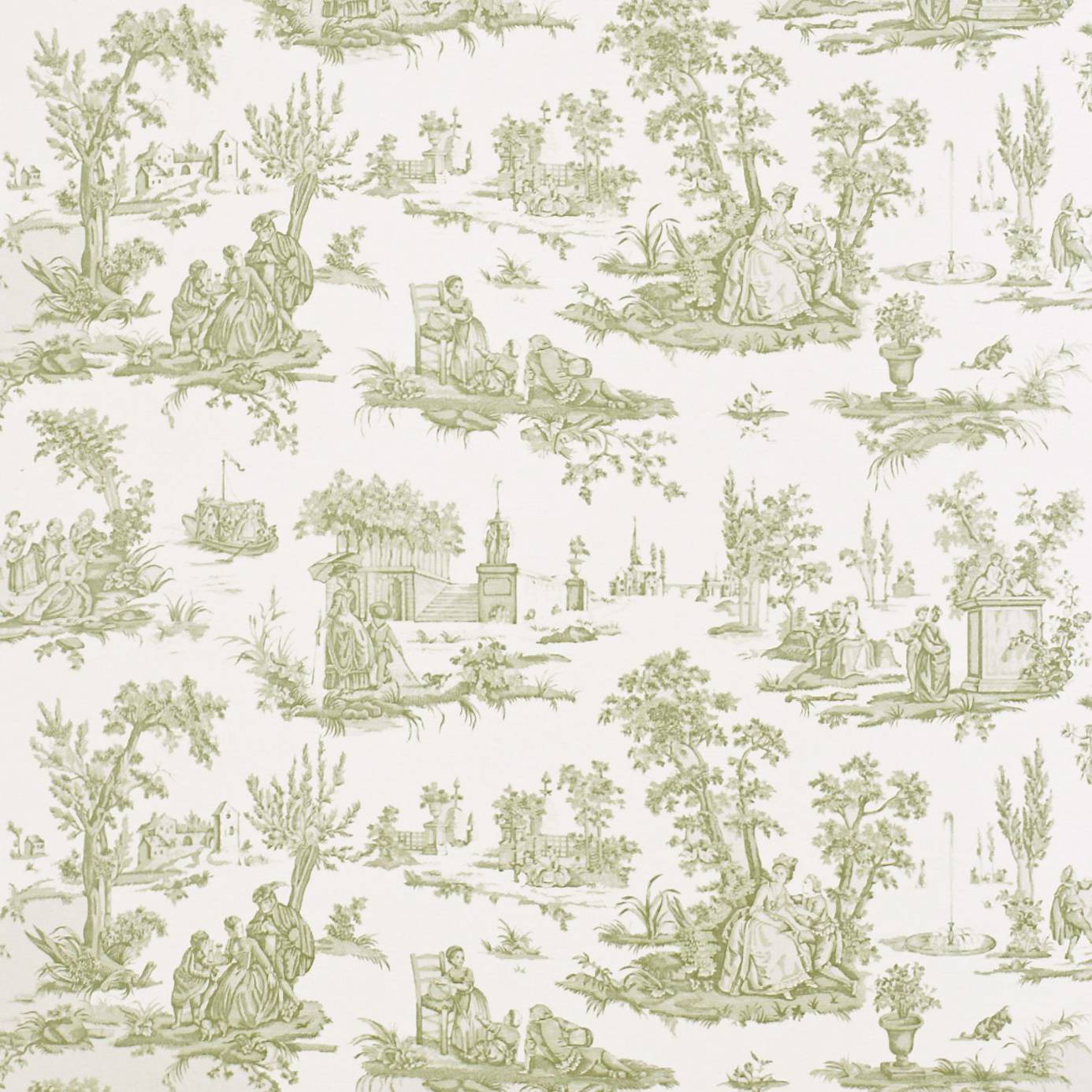 Sanderson Toile Wallpaper Courting Cream Sap Green