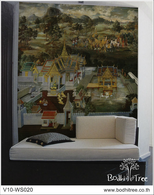Special Thai Art Wallpaper Design For Buddha Room Or Temple
