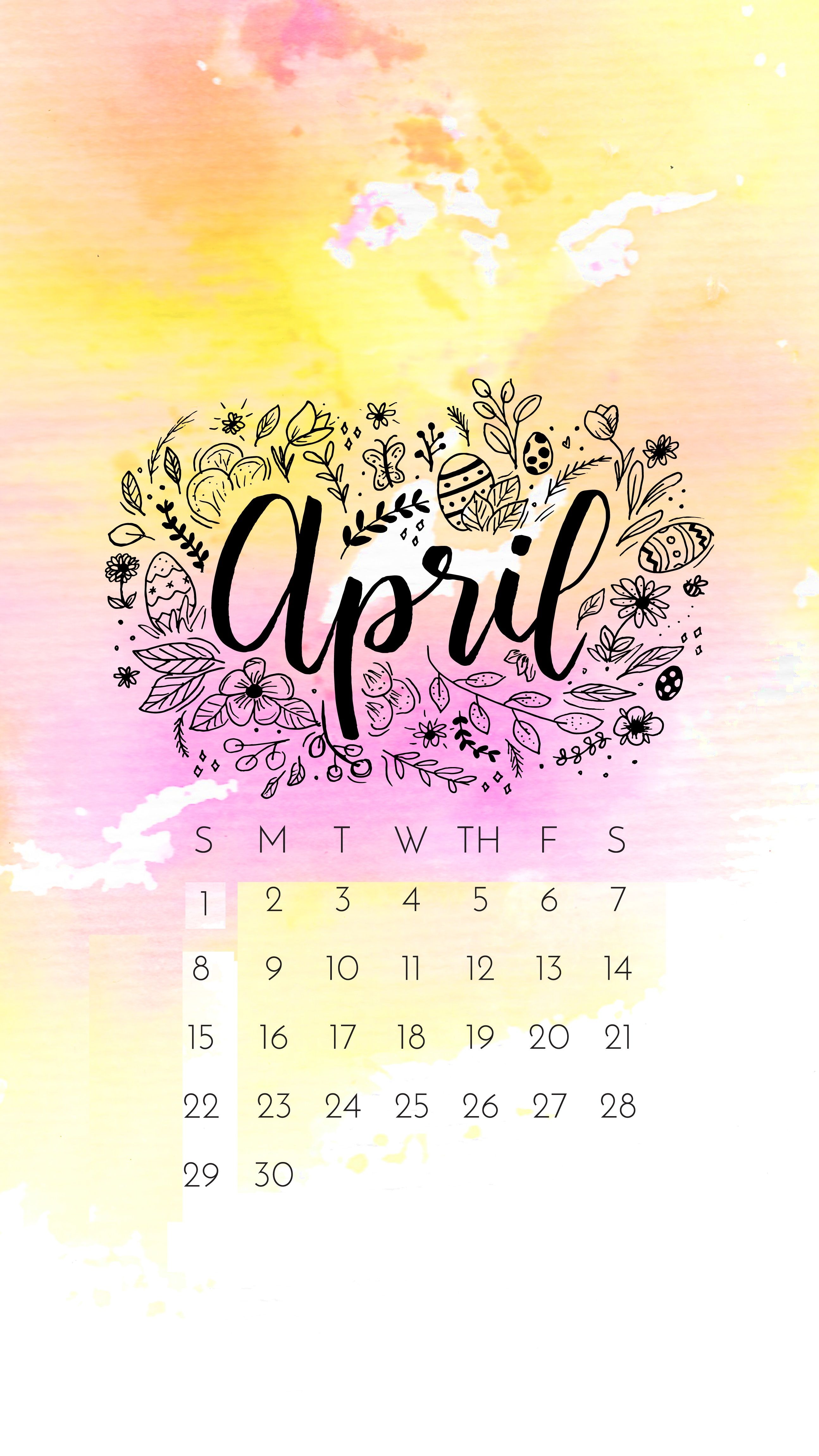 April iPhone Wallpaper Calendar