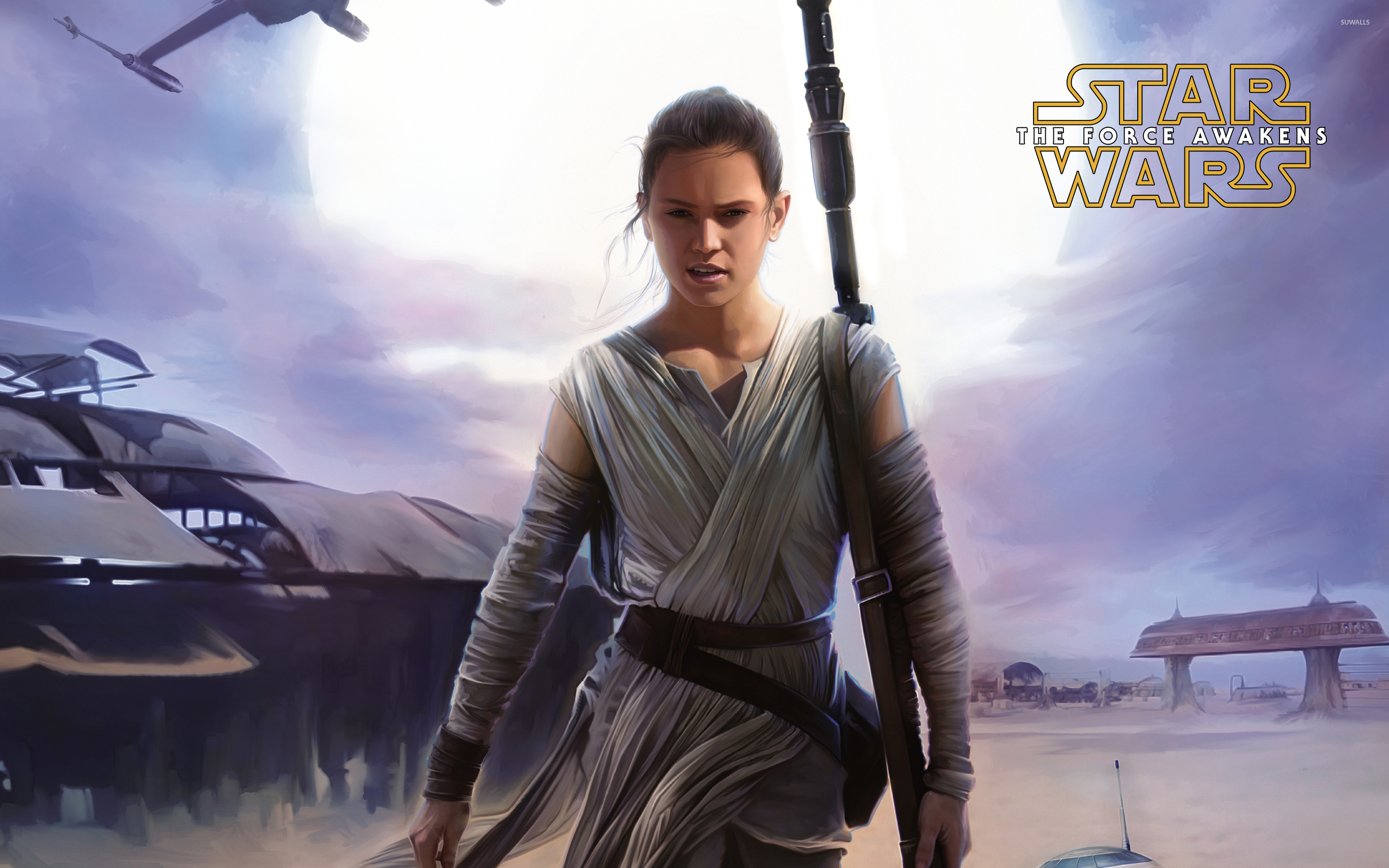 Rey In Star Wars The Force Awakens Wallpaper Movie