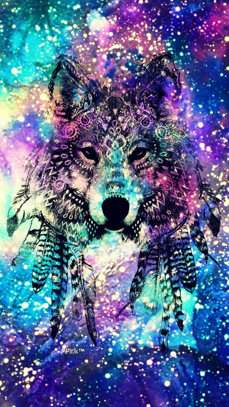 Tribal Wolf Galaxy Wallpaper Psychedelic Art Lobo
