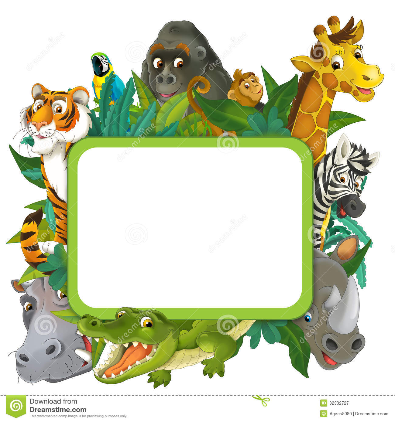 Jungle Safari Theme Illustration For The Children Royalty