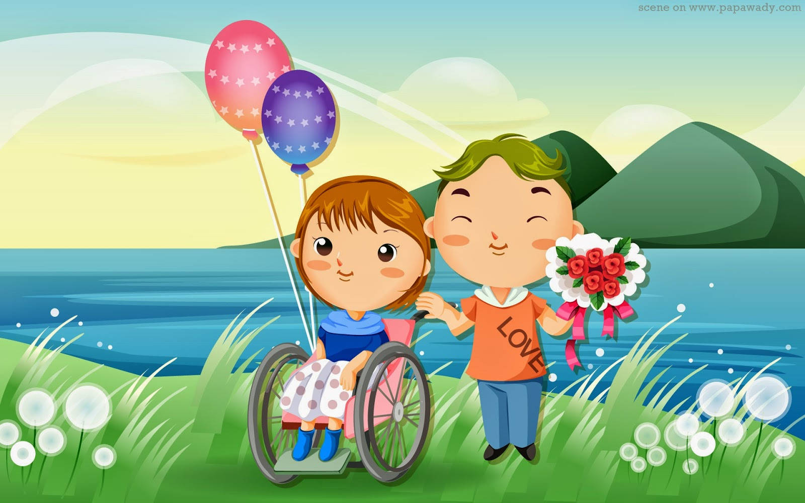 Cute Couple Cartoon Wallpaper