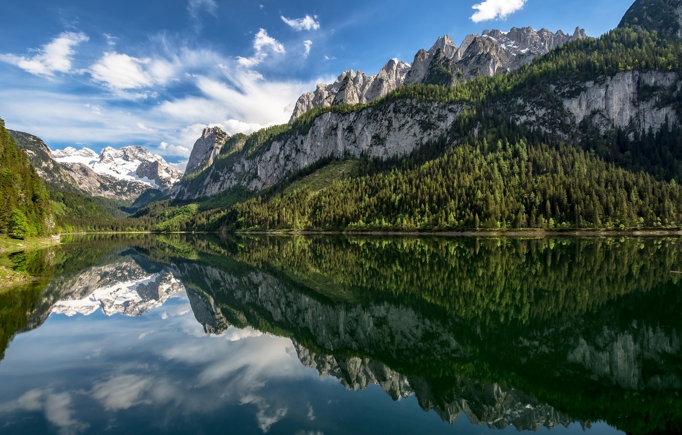 Wallpaper Forest Mountains Lake Reflection Austria Alps