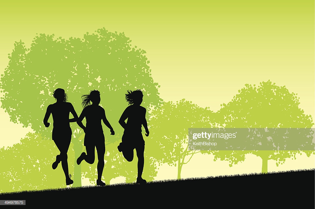 Female Joggers On Pathway Exercise Background stock illustration 1024x681