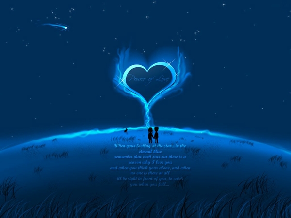 Blue Love Dark Moon Hearts Aliens Wallpaper