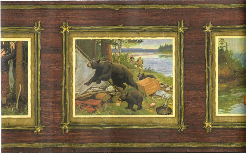 Bears and Outdoor Multi Colored Scenes Border by Brewster Pattern 1024x638
