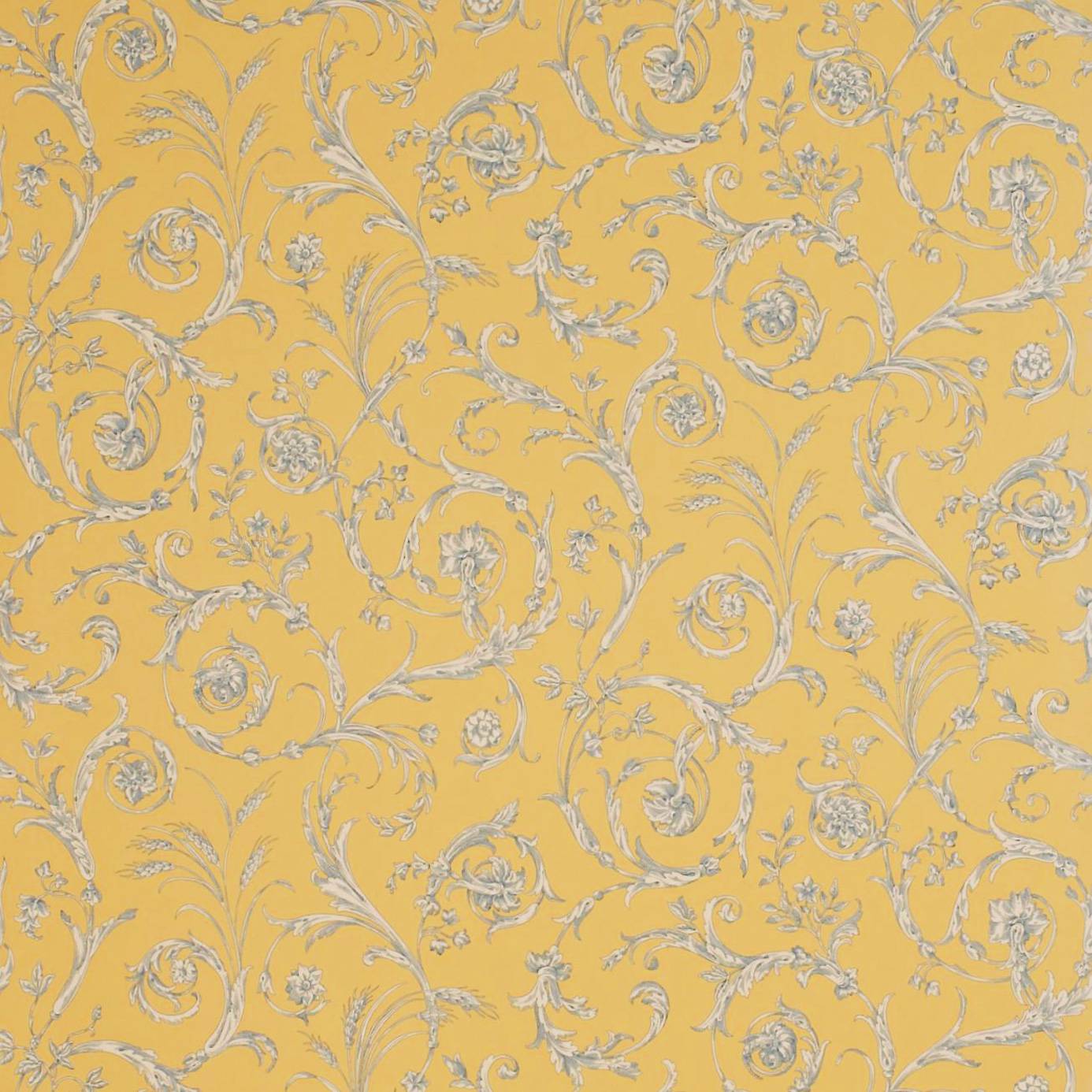 Sanderson Toile Wallpaper Scroll Co Ordinate Lemon Blue
