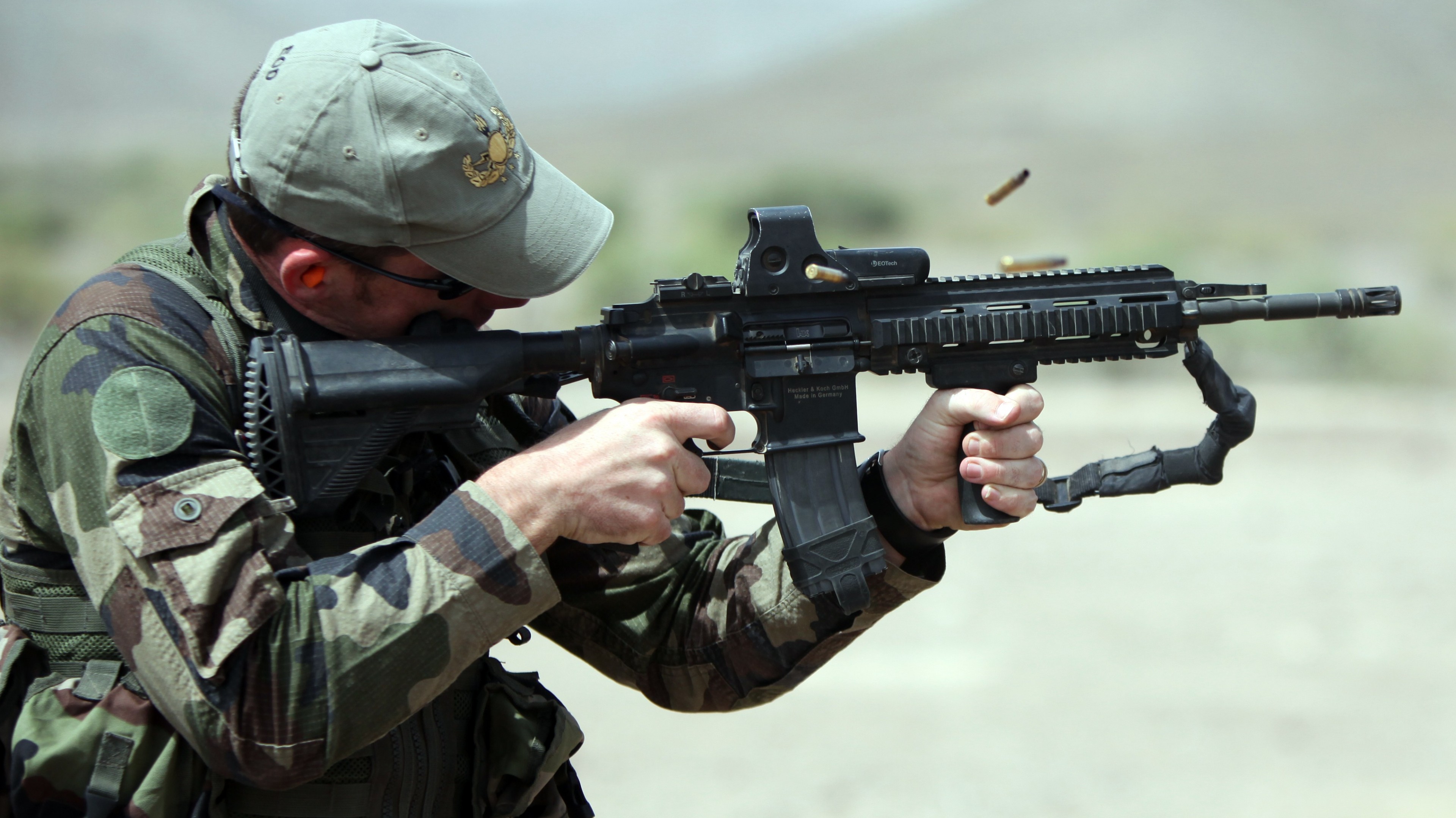 Wallpaper Hk416 Soldier Heckler Koch Assault Rifle Firing