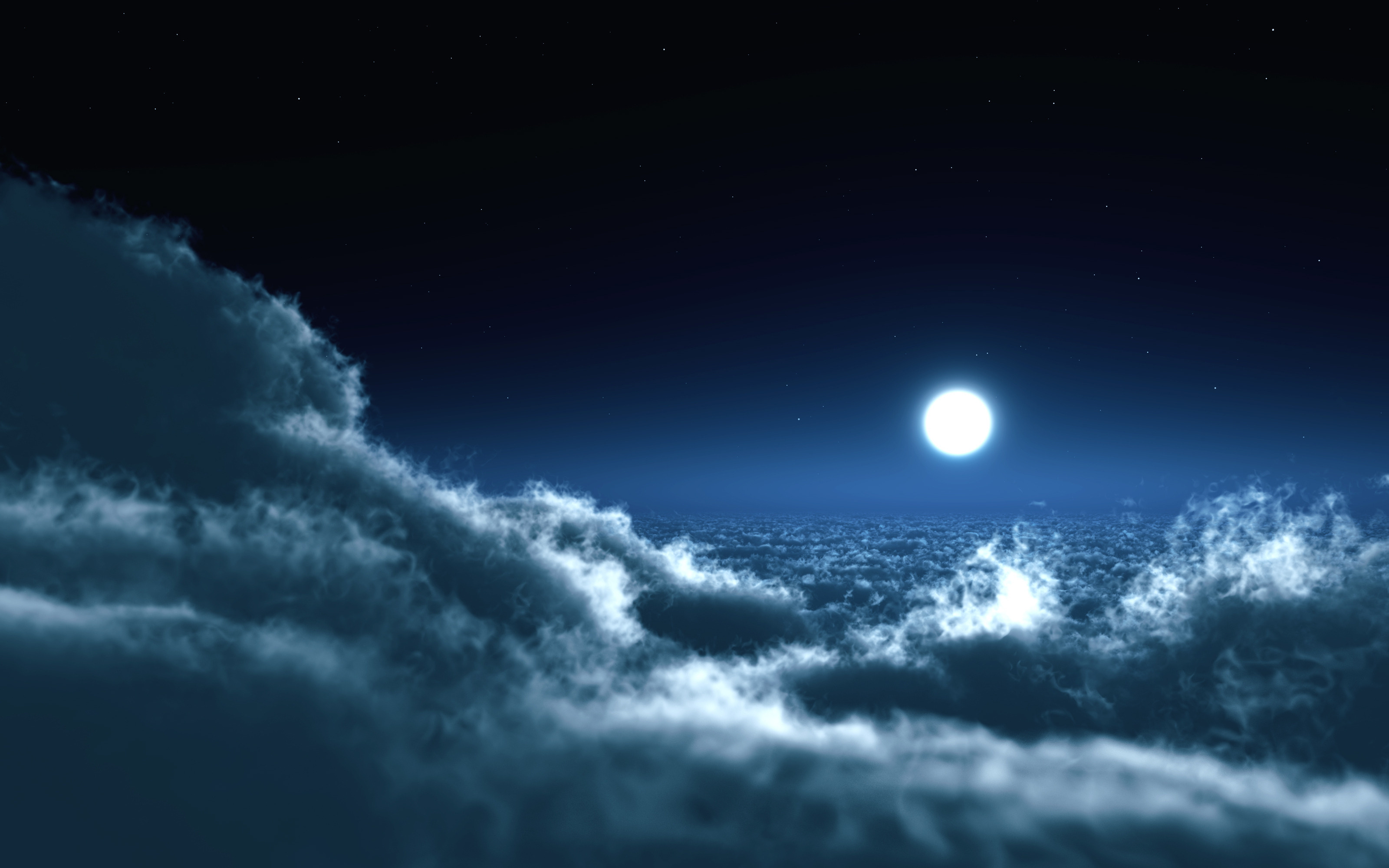 Wallpaper Clouds Moon Sky Stars Night Desktop Nature