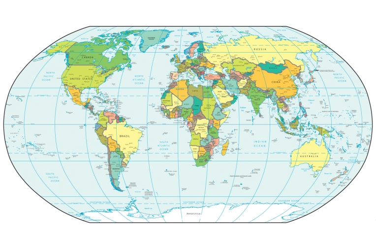 Detailed World Map Wallpaper Mural