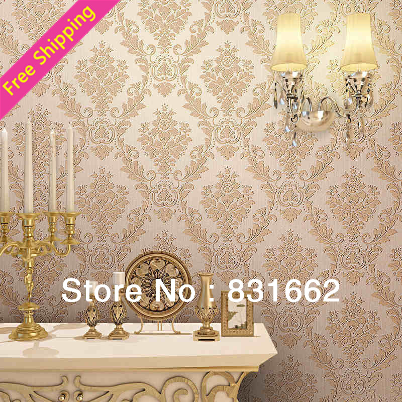 Classic Beige French Modern Damask Feature Wallpaper Wall Quotes