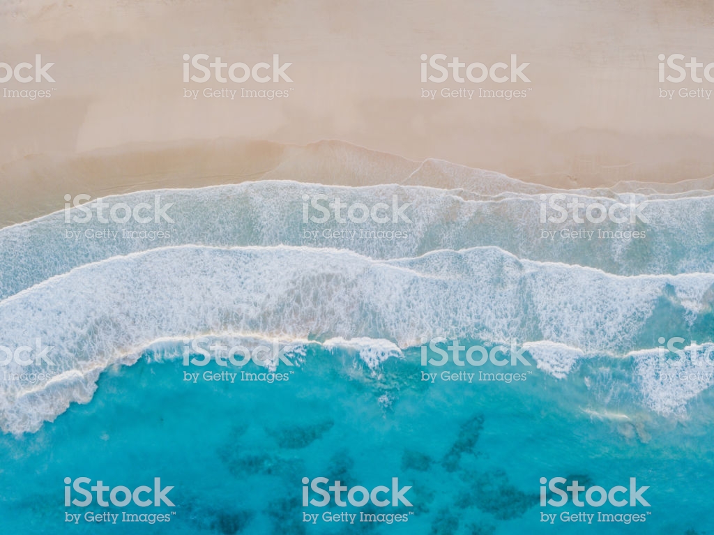 Aerial Of Sand Beach Ocean Texture Background Stock Photo