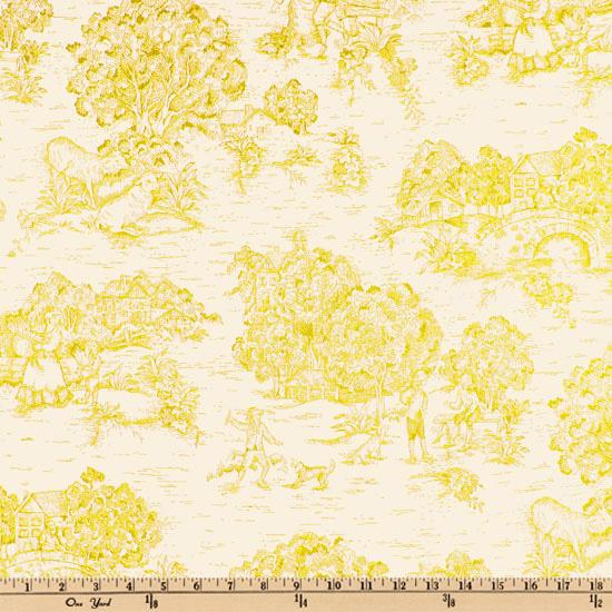 Yellow Gold Toile Fabrics Cotton Prints And Solids